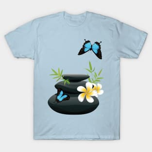 Black pebble with flower T-Shirt